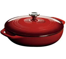 Кастрюля круглая эмалированная низкая 30 см, 7 л, красная, Lodge, фото 