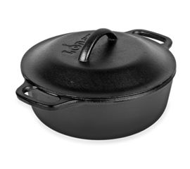 Кастрюля с крышкой 21 см, 1.8 л, черная, чугун, Lodge, фото 