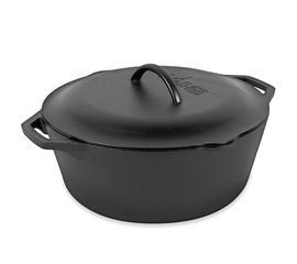 Кастрюля с крышкой 31 см, 6.6 л, черная, чугун, Lodge, фото 