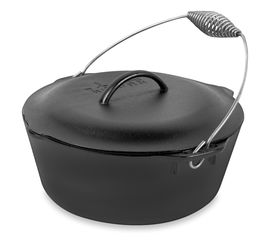 Казан с проволочной рукояткой, 30 см, 6 л, черный, чугун, Lodge, фото 