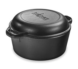 Кастрюля круглая с крышкой, 26 см , 4.8 л, черная, чугун, Lodge, фото 