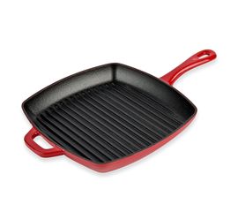 Сковорода - гриль с двумя ручками, размер: 26 х 26 см, материал: чугун, цвет: красный, ECSGP43, LODGE, США, фото 