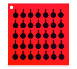 Коврик квадратный, 17.8х17.8 см, красный с черным рисунком, силикон, Lodge, Цвет: Красный, фото 