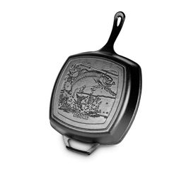 Сковорода - гриль, квадратная, размер: 26 х 26 х 6 см, материал: чугун, L8SGPWLFI, "Рыба" коллекция Wild Life, LODGE, фото 