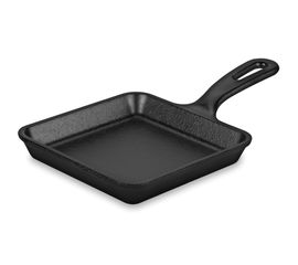 Сковорода для фахитос квадратная 14х14 см, черная, чугун, Lodge, фото 