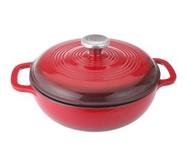 Кастрюля круглая эмалированная 25 см, 2.8 л, красная, Lodge, фото 