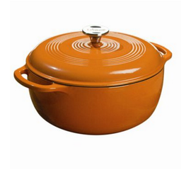 Кастрюля круглая эмалированная 28 см, 5.7 л, оранжевая, Lodge, фото 