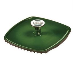 Пресс для жарки, 21x21 см, зеленый, чугун, Lodge, фото 