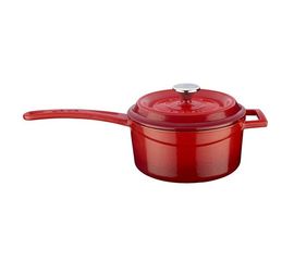 Сотейник с крышкой чугунный эмалированный красный, 16 см, 1,35 л, LAVA, фото 