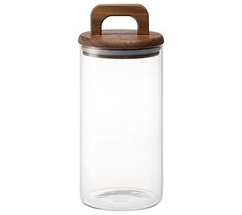 Банка для хранения стеклянная с крышкой из акации Hanle, 1,4 л, Liberty Jones, фото 