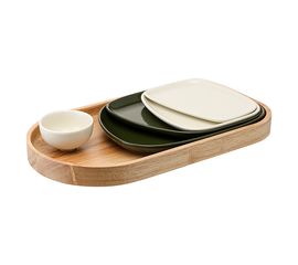 Набор из 5-ти сервировочных тарелок на деревянном подносе Sorrento, Liberty Jones, фото 