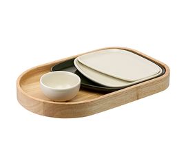 Набор из 4-х сервировочных тарелок на деревянном подносе Sorrento, Liberty Jones, фото 