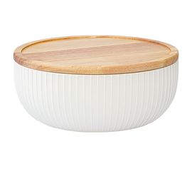 Салатник с крышкой из каучукового дерева Soft Ripples, Dual Glazing, d 22 см, Liberty Jones, фото 