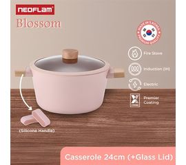 Кастрюля со стеклянной крышкой для индукционных плит Blossom 24 см, Neoflam, фото 