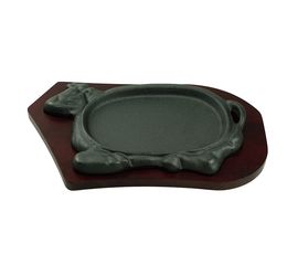 Сковорода чугунная, "Корова" на деревянной подставке 28*16 cм, P.L. Proff Cuisine, фото 