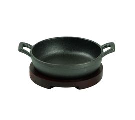 Сковорода чугунная на деревянной подставке d=12 cм, P.L. Proff Cuisine, фото 