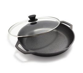 Сковорода с двумя ручками и стеклянной крышкой, Chef Collection 30 см, чугунная, LC12EP, Lodge, фото 