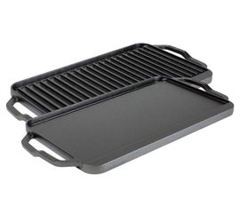 Двусторонний гриль с ручками и бортом, Chef Collection, 26х50 см, чугунный, LCDRG, Lodge, фото 