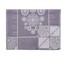 Дорожка из хлопка фиолетово-серого цвета с рисунком Ледяные узоры, New Year Essential, 53х150см, Tkano, фото 