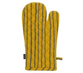 Прихватка-варежка из хлопка горчичного цвета с принтом Полоски из коллекции Prairie, 33х17,5 см, Tkano, фото 