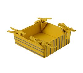 Корзинка для хлеба из хлопка горчичного цвета с принтом Полоски из коллекции Prairie, 30х30 см, Tkano, фото 