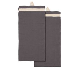 Набор из двух кухонных полотенец саржевого плетения серого цвета из коллекции Essential, 50х70 см, Tkano, фото 