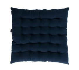 Подушка стеганая на стул из умягченного льна темно-синего цвета Essential, 40х40 см, Tkano, фото 