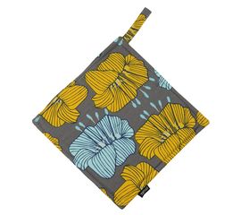 Прихватка из хлопка серого цвета с принтом Цветы из коллекции Prairie, 22х22 см, Tkano, фото 