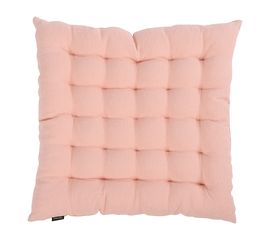 Подушка стеганая на стул из умягченного льна розово-пудрового цвета из коллекции Essential, 40х40 см, Tkano, фото 