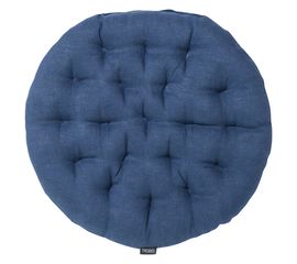 Подушка на стул круглая из стираного льна синего цвета из коллекции Essential, 40х40x4 см, Tkano, фото 