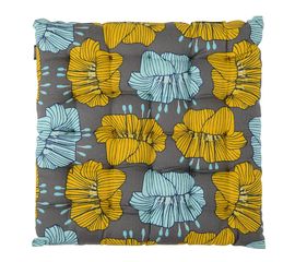 Подушка на стул из хлопка серого цвета с принтом Цветы из коллекции Prairie, 40х40 см, Tkano, фото 