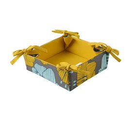 Корзинка для хлеба из хлопка горчичного цвета с принтом Цветы из коллекции Prairie, 30х30 см, Tkano, фото 