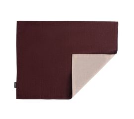 Салфетка под приборы из умягченного льна с декоративной обработкой бордо/розовый Essential, 35х45 см, Tkano, фото 