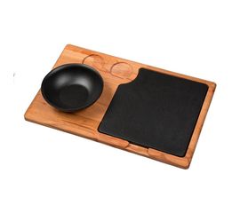 Набор для подачи: салатник чугунный на деревянной подставке, 12 см, LAVA, фото 