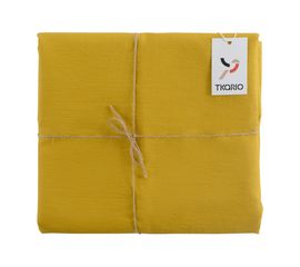 Скатерть на стол из умягченного льна с декоративной обработкой горчичного цвета Essential, 143х250, Tkano, фото 