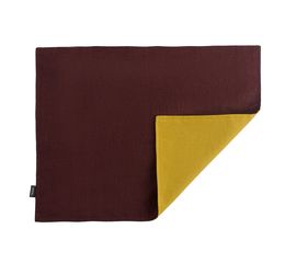 Салфетка под приборы из умягченного льна с декоративной обработкой бордовый/горчица Essential, 35х45, Tkano, фото 