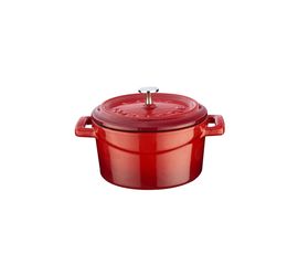 Кастрюля чугунная эмалированная красная с крышкой, 11 см, LAVA, фото 