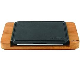 Блюдо чугунное прямоугольное на деревянной подставке, 22*16 см, LAVA, фото 