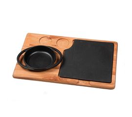 Набор для подачи: сковорода чугунная на деревянной подставке, 12 см, LAVA, фото 