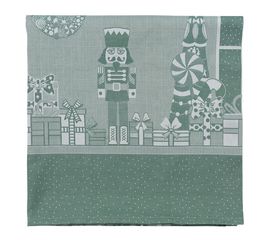 Скатерть из хлопка зеленого цвета с рисунком Щелкунчик из коллекции New Year Essential, 180х260см, Tkano, фото 
