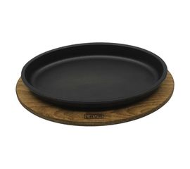 Сковорода овальная чугунная на деревянной подставке, 15*25 см, LAVA, фото 