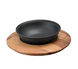 Салатник чугунный на деревянной подставке, 14 см, LAVA, фото 