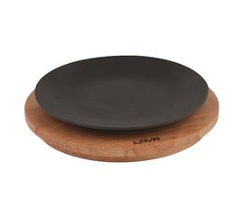 Тарелка круглая чугунная на деревянной подставке, 25 см, LAVA, фото 
