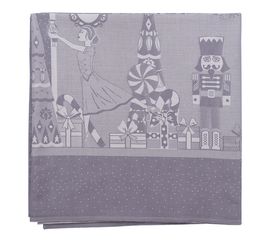 Скатерть из хлопка фиолетово-серого цвета с рисунком Щелкунчик, New Year Essential, 180х260см, Tkano, фото 