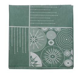 Скатерть из хлопка зеленого цвета с рисунком Ледяные узоры из коллекции New Year Essential, 180х260см, Tkano, фото 