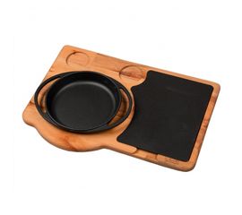 Сковорода чугунная на деревянной подставке, 16 см, LAVA, фото 