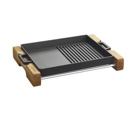 Сковорода-гриль чугунная на деревянной подставке, 26*32 см, LAVA, фото 