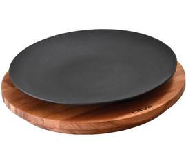 Тарелка круглая чугунная на деревянной подставке, 21 см, LAVA, фото 