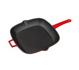 Сковорода-гриль, чугун, эмаль красная 28*28 см, LAVA, фото 