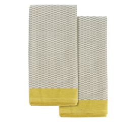 Набор из двух кухонных жаккардовых полотенец  оливкового цвета из коллекции Essential, 50х70 см, Tkano, фото 